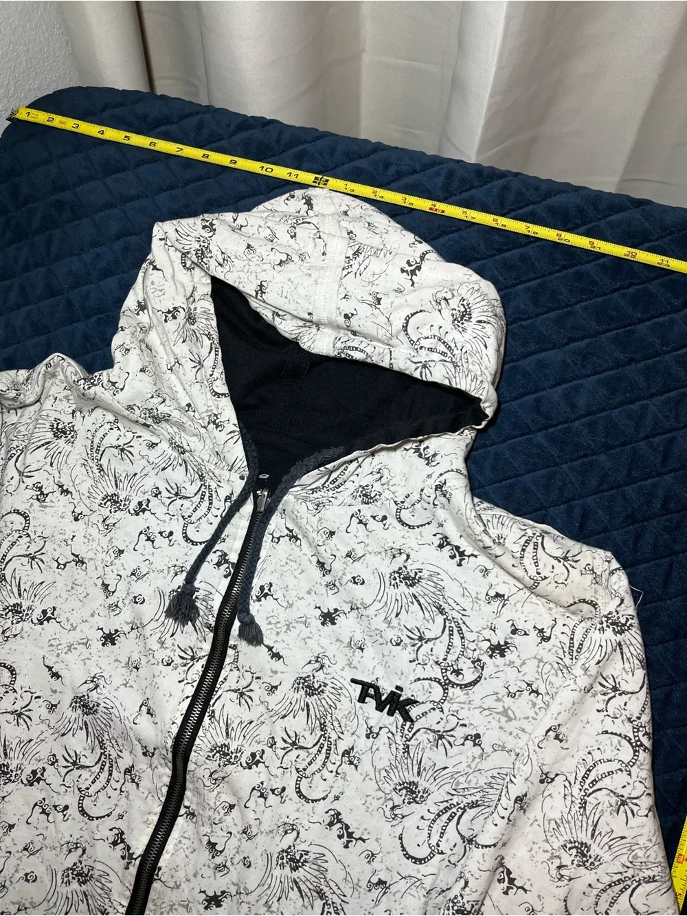 Y2K Tavik White & Black Floral Zip-Up Hoodie
